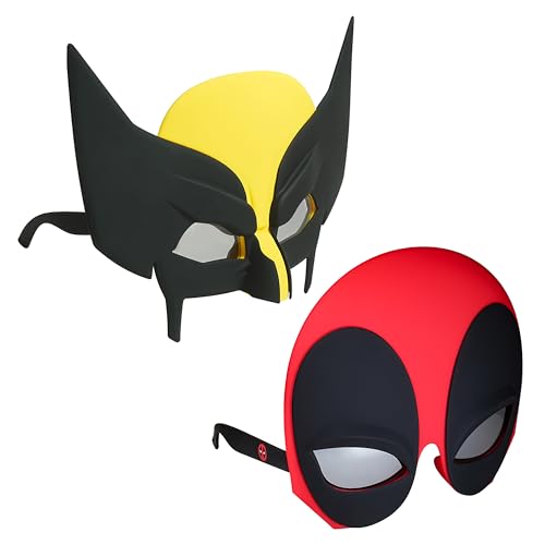 Sun-Staches Deadpool & Wolverine Sunglasses |2 Pack Marvel Costume Accessory for Cosplay Besties or Halloween Couples | Officially Licensed | One Size Fits Most
