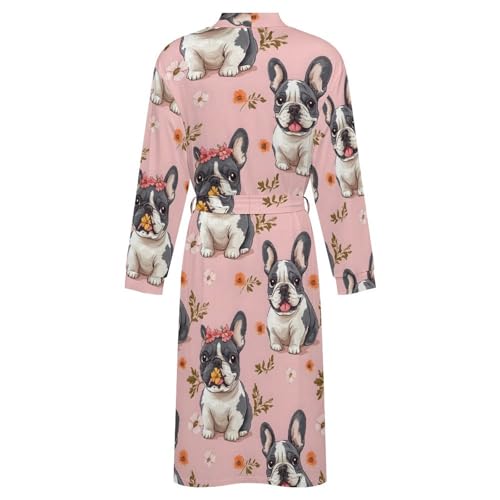 Robe de nuit en soie premium imprimé bouledogue français élégant - 5