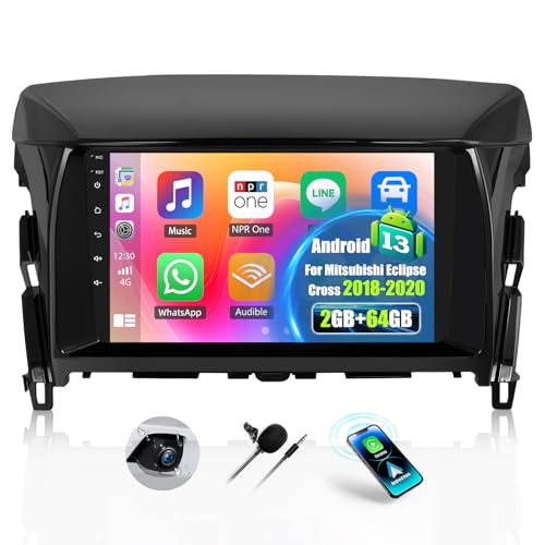 OiLiehu 2G+64G Android 13 Autoradio pour Mitsubishi Eclipse Cross 2018-2020 avec CarPlay Android Auto sans Fil, 9“ Écran Tactile avec GPS WiFi Lien Miroir...