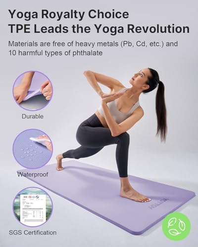 Image of YOTTOY Yoga Mat,Extra Thick Yoga Mat (1 /2inch),Professional TPE Exercise Mat,Non-Slip Workout Mat for Yoga, Pilates, Fitness, Barefoot Workouts, Home Gym Studio with Strap