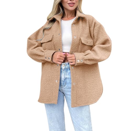 Veste chemise en polaire surdimensionnée femme kaki taille M surchemise chaude à poches