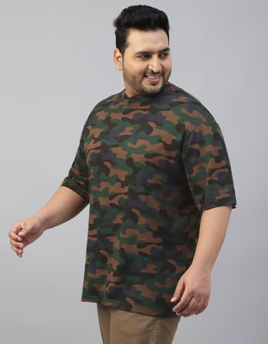 Image of Veirdo 100% Pure Cotton Oversized Loose Baggy Fit Drop Shoulder Paisley Printed Plus Size T-Shirt for Men (Sizes: 2XL to 5XL)