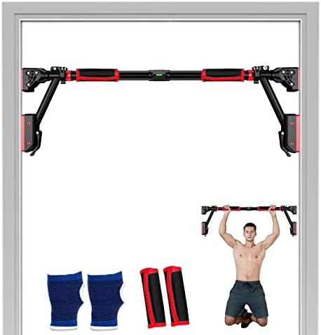 Pull Up Bar - Iwondgym Two-way Support Pullup Bar for Doorway with Dual Security Locking & No Screws, Strength Training Chin up Bar for Home Gym with Level Meter & Adjustable Width, Max Load 880 LBS