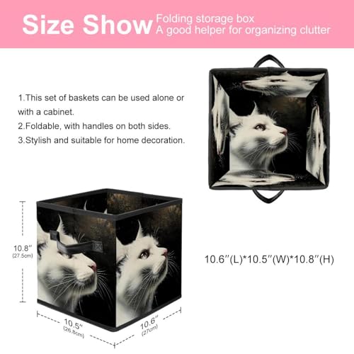 Panier de rangement chat blanc pliable avec double poignées solides en Oxford - 3
