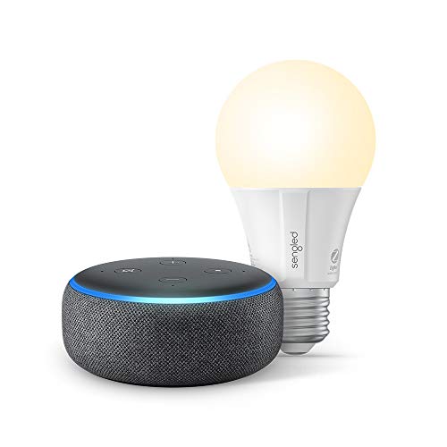 Echo Dot (3rd Gen) - Smart speaker with Alexa - Charcoal with Sengled Bluetooth bulb
