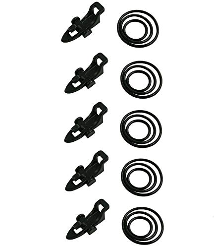 Fishing Hooks Keeper Fish Lure Bait Holders with 3 Size Elastic Rubber Rings for Worm Hooks and Treble Hook Black