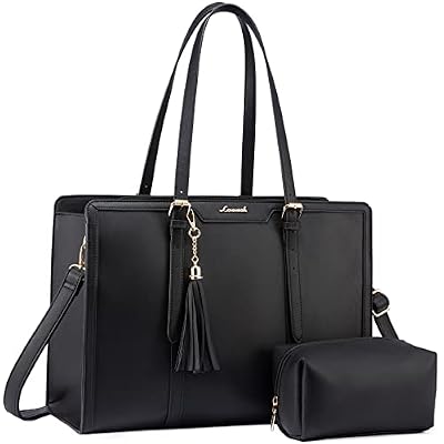 LOVEVOOK Borsa Donna Grande Tote Bag, Borsa Porta PC 15,6 Pollici in PU Pelle, Borse da Lavoro e Università Shopper Donna Elegante, Borsa a Mano, a Spalla e a Tracolla per Ufficio Scuola Viaggio, Nero