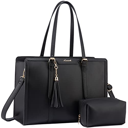 LOVEVOOK Torba na laptopa, torebka damska, duża torba biznesowa, czarny, 15.6 zoll