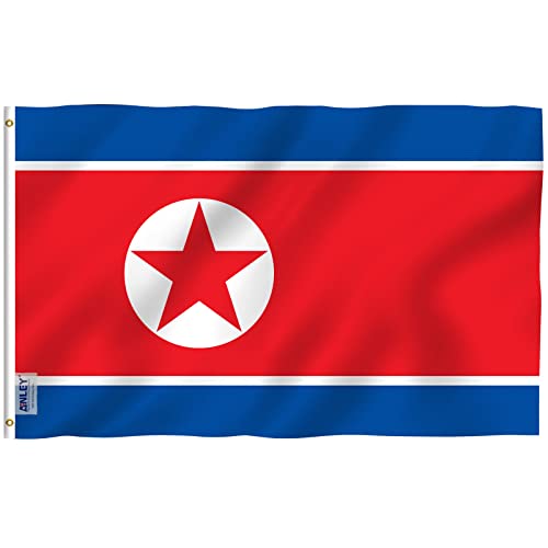 ANLEY Fly Breeze 3x5Pi Drapeau Corée du Nord Vive Résiste aux UV-Entête en Toile/Double Couture-Drapeau Nord Coréen en polyester, œillet en Laiton 3x5Pi