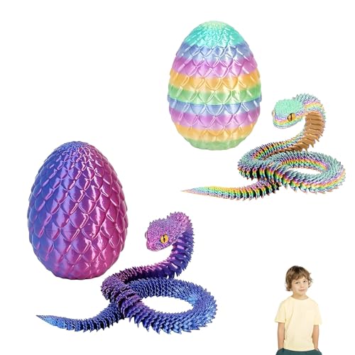 Juego de 2 dragones 3D con huevo de dragón con serpiente, juguete 3D rojo y azul para niños y coleccionistas