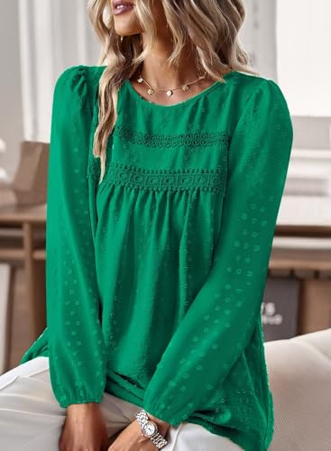 Image of Falechay Womens Tops Flowy Boho Dressy Casual Lace Cute Long Sleeve Shirts