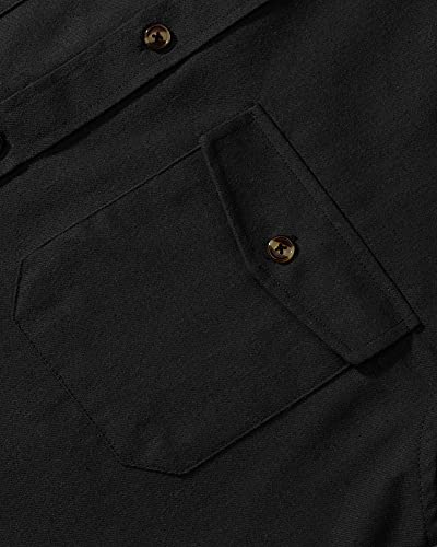 Alimens & Gentle Men's Solid Flannel Shirt Work Long Sleeve Casual Button Down Shirts Outdoor Cotton Warm Shacket4