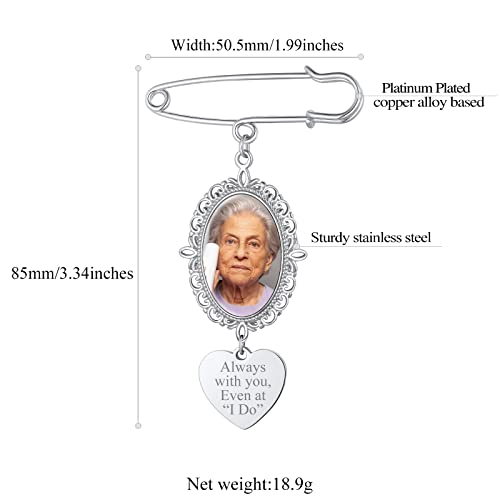 Findchic Personalized Wedding Boutonniere Oval Photo Charms Bouquet Pins Memorial Stainless Steel Customized Picture Text Engraved Brooch Graduation Mother Of The Bride Decoration Accessories #TOP5