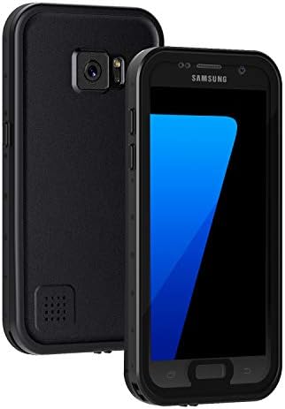 Lanhiem Samsung S7 Case, IP68 Waterproof Dustproof Shockproof Case with Built-in Screen Protector, Full Body Sealed Underwater Protective Cover for Samsung Galaxy S7 (Black)