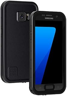 Lanhiem Samsung S7 Case, IP68 Waterproof Dustproof Shockproof Case with Built-in Screen Protector, Full Body Sealed Underwater Protective Cover for Samsung Galaxy S7 (Black)