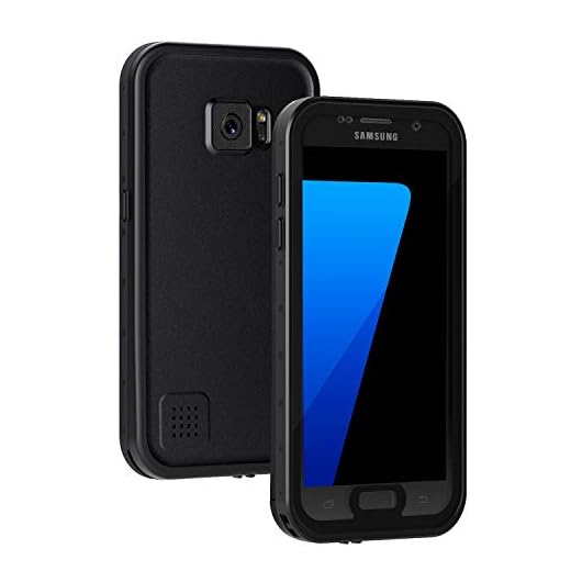 Lanhiem Galaxy S7 Case, IP68 Waterproof Dustproof Shockproof Case with Built-in Screen Protector, Full Body Sealed Underwater Protective Cover for Samsung Galaxy S7 (Black)