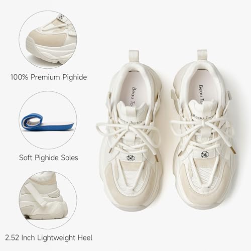BEAU TODAY Chunky Sneakers for Women Dad Sneakers for Women Platform Lace Up Fashion Comfortable Casual Sneakers for Walking4