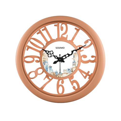 Amazon Brand – Solimo 14-inch Classic & Modern and Stylish Silent Movement Large Numbers Wall Clock – Orange