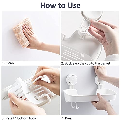 Bathroom & Kitchen Storage Set 2 Pcs, Toothbrush Holder + Shower Caddy, Suction Cup Organizer For Toothbrush, Toothpaste, Spice Jar, Condiment, Drill-Free Removable #TOP7