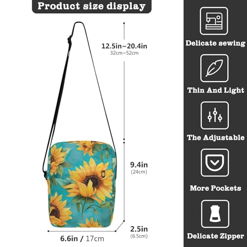 Crossbody Bag Sunflower Flower Messenger Bag for Women Men Purse Shoulder Bag Satchel Bag with Adjustable Strap 202a37933