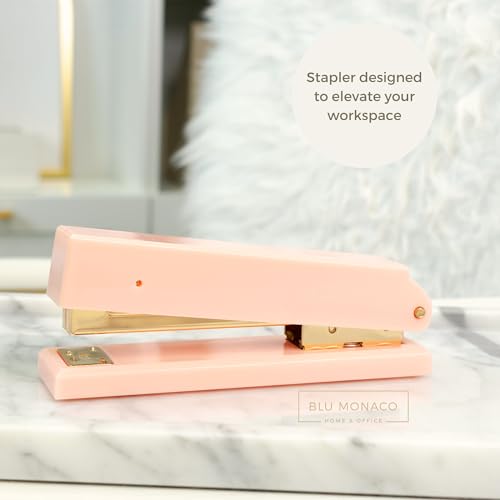 Blu Monaco Pink Stapler – Cute and Stylish Desk Stapler with Smooth Metal Mechanism – Aesthetic Office Stapler for Home, School, and Work – Chic Pink Office Supplies for Modern Workspaces - Thumbnail 2
