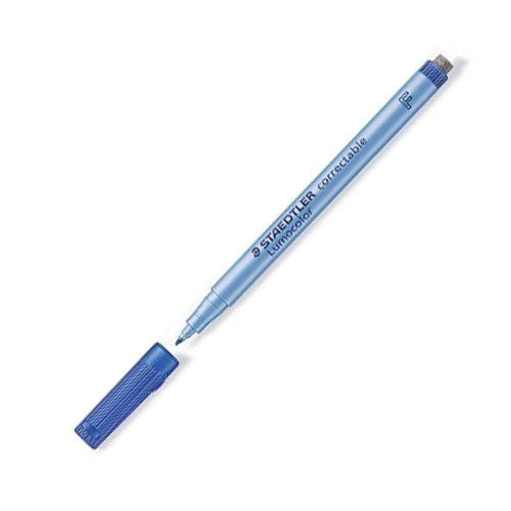 STAEDTLER Lot De 10 Lumocolor Marqueur Non Permanent Correctable 305F Bleu - Pointe Moyenne 0.6mm