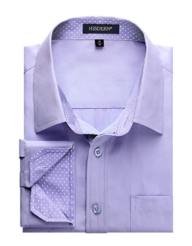 Image of HISDERN Mens Dress Shirts Long Sleeve Button Down Casual Shirts for Men Inner Contrast Formal Business Tuxedo Wedding Shirt