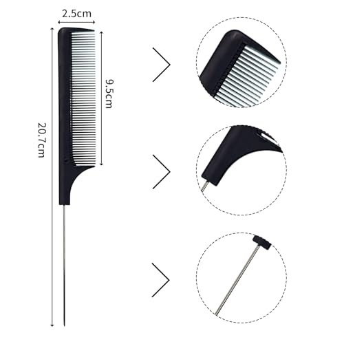Peine profesional de carbon y acero inoxidable 8.8 pulg miniatura 7