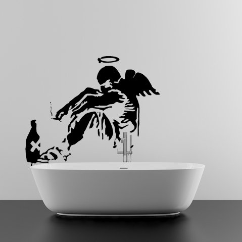 Adesivo da parete Banksy Scimmia con cuffie - Grande adesivo in vinile