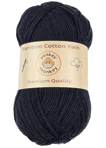 Image of 10-Pack of Yonkey Monkey 500 Grams Yarn - 70% Rayon derived from Bamboo, 30% Cotton - Imported - Black 9002