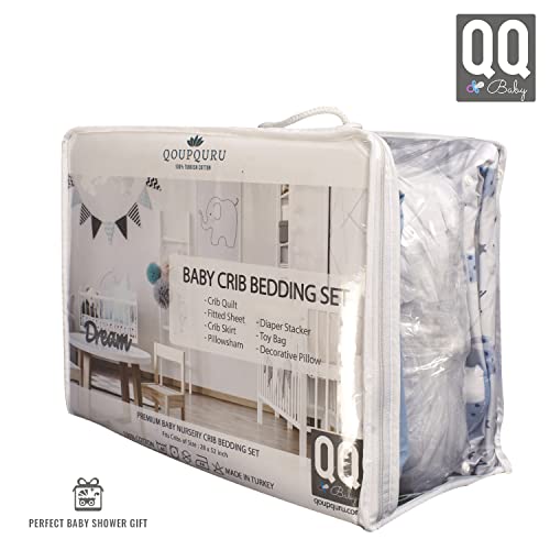 Qoupquru 7P Baby Crib Bedding Set - 100% Turkish Cotton thumb #6