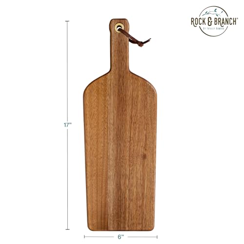 Tablero de Cortar y Bandeja para Quesos en Forma de Botella de Vino de Madera de Acacia Rock & Branch – Tabla Decorativa para Cocina y Regalo Ideal para Amantes del Vino, Anfitriones y Entretenimiento miniatura 7