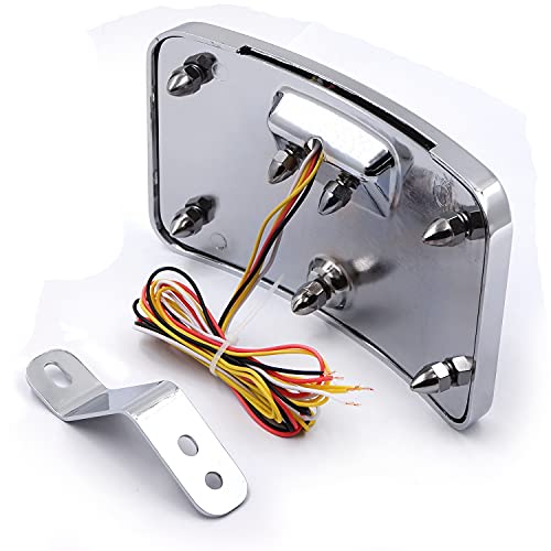 Httmt- Motorcycle Chrome Dual Led Laydown Curved License Plate Bracket Tag Holder W/Mount Kit Compatible With 2005-2017 Softail Springer Classic Flstsc/ 2005-2017 Softail Deluxe Flstn [P/N: Mt388A-Cd] #TOP7