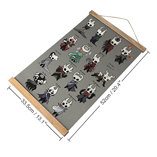 Lulud Hollow Knight Anime Scroll Poster Wall Fabric Decor Hanging Paintings Wood Frame Hanger Magnetic Kit Holder Print Picture For Living Room Bedroom Decoration #TOP1