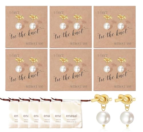 1/3/4/5/6Pcs Bridesmaid Proposal Gifts,18K Stud Earrings, AAA+ Shell Pearl Bridesmaid Earrings from Bride for Wedding Party