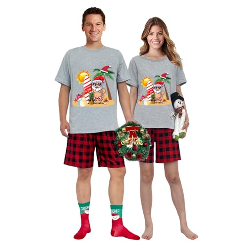Christmas in July Summer Short Top and Plaids Pant Christmas Matching Pajamas Set