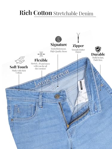 Image of LOUIS STITCH Men's Mid Rise Raw Wash Regular Fit Jeans (LSJNS-CF)