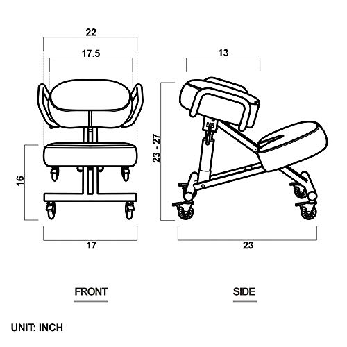 DR.LOMILOMI Ergonomic Kneeling Chair 512-AKONI, Adjustable Stool for Home and Office, Improve Your Posture, Thick Comfortable Cushions, Locking Wheels (Standard, Black)