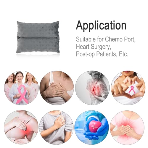 Image of Little Port Pillow Heart Surgery Pillows for Chemo Port After Open Heart Surgery Recovery Gifts Bypass Pacemaker Must Haves Protector Cushion Minky Dot Dark Gray