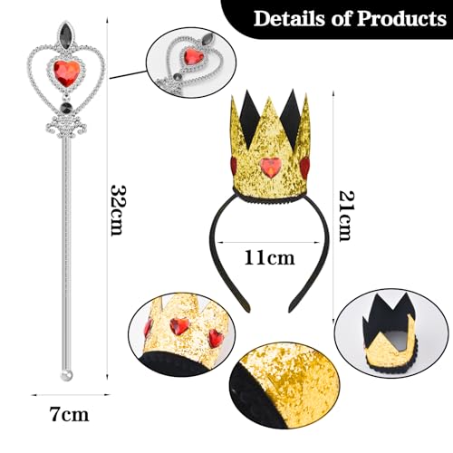 image for Abitoncc 4Pcs Queen Hearts Dress-up Accessories with Cape Crown Wand R