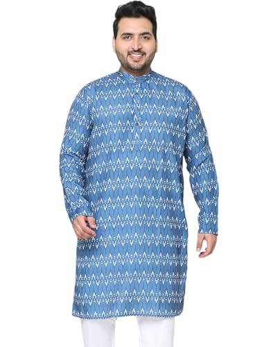 Sojanya Plus (Since 1958) Men's Cotton Navy Blue And Cream Printed Only Long Kurta