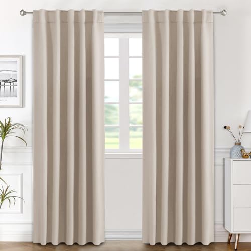 Image of H.VERSAILTEX Blackout Curtains Thermal Insulated Window Treatment Panels Room Darkening Blackout Drapes for Living Room Back Tab /Rod Pocket Bedroom Draperies (2 Panels, Fog, 42 x 84 Inch)