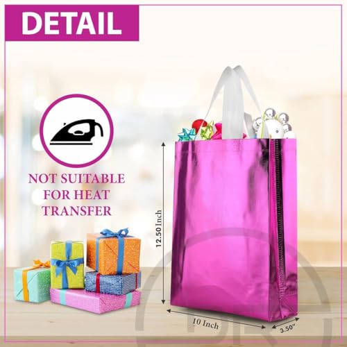 Image of DOUBLE R BAGS Reusable Small Gift Bags - Elegant Gold Shopping Bags with Handles for Weddings, Birthdays, and Return Gifts - Eco-Friendly & Durable.
