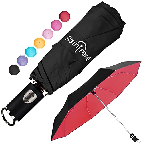 Red Umbrella Mini Umbrella for Backpack Portable Umbrella Compact Rain Umbrella Folding Umbrella Small Umbrella Auto Open and Close Umbrella Collapsible Umbrella for Women Umbrella Travel Windproof