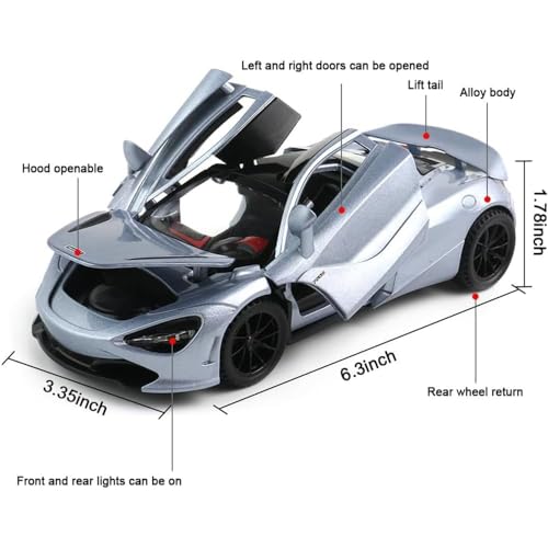 Image of Mc-Laren 1:32 Model Car with Box, Zinc Alloy Pull Back Toy car with Sound and Light for Kids Boy Girl Gift [Colors as Per Stock]