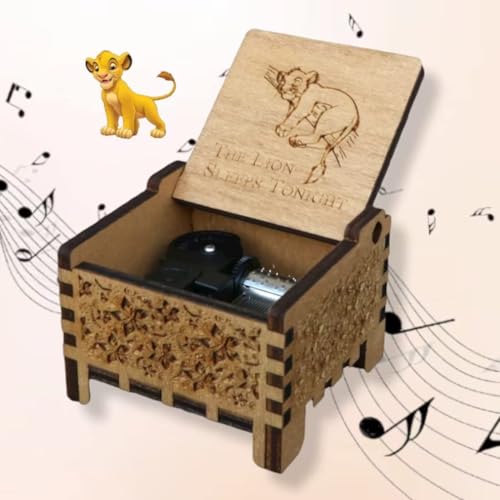 Image of Zesta Lion King Wooden Musical Box Gift | Vintage Music Crank Mini Collectible for Girlfriend, Boyfriend, Husband, Wife | Unique Musical Gifts for Music Lovers | Classic Wooden Box