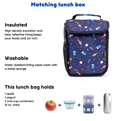 J World Lollipop Kids Rolling Backpack & Lunch Bag Set for Elementary School. Carry-On Suitcase with Wheels, Spaceship by J World New York - Image 3