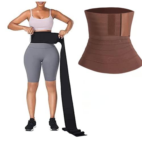 arrebatarme envolver vendaje ajustar su recortador de cintura de arranque,Envoltura De Vendaje,Fajas Reductoras Adelgazantes ajustable,entrenador de cintura invisible (3m,13cm, Marrón) Cover