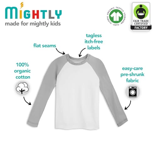 Image of Mightly Boys and Girls' Long Sleeve Raglan Shirt | Organic Cotton, Colorful Casual Stylish Clothes, Soft&Fresh Crew Neck Tee