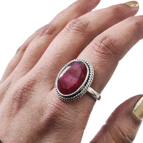 Ruby Corundum Ring, Natural Ruby Corundum Ring, July Birthstone, 925 Sterling Silver, Bohemian, Handmade, Statement Jewelry, Christmas, Womens Ring, Wedding Gift, Natural Gemstone Ring, Q-26 #TOP3